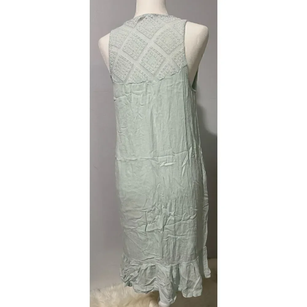 Soft Surroundings embroidered mini dress crouched back top boho with pockets M